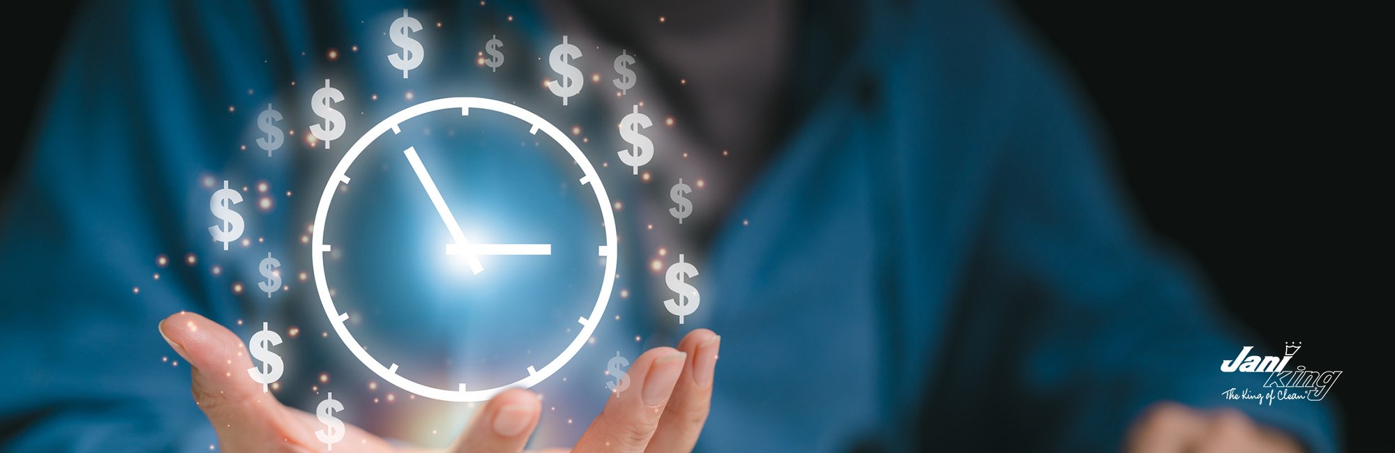 Hand in image determining value by holding time and money.