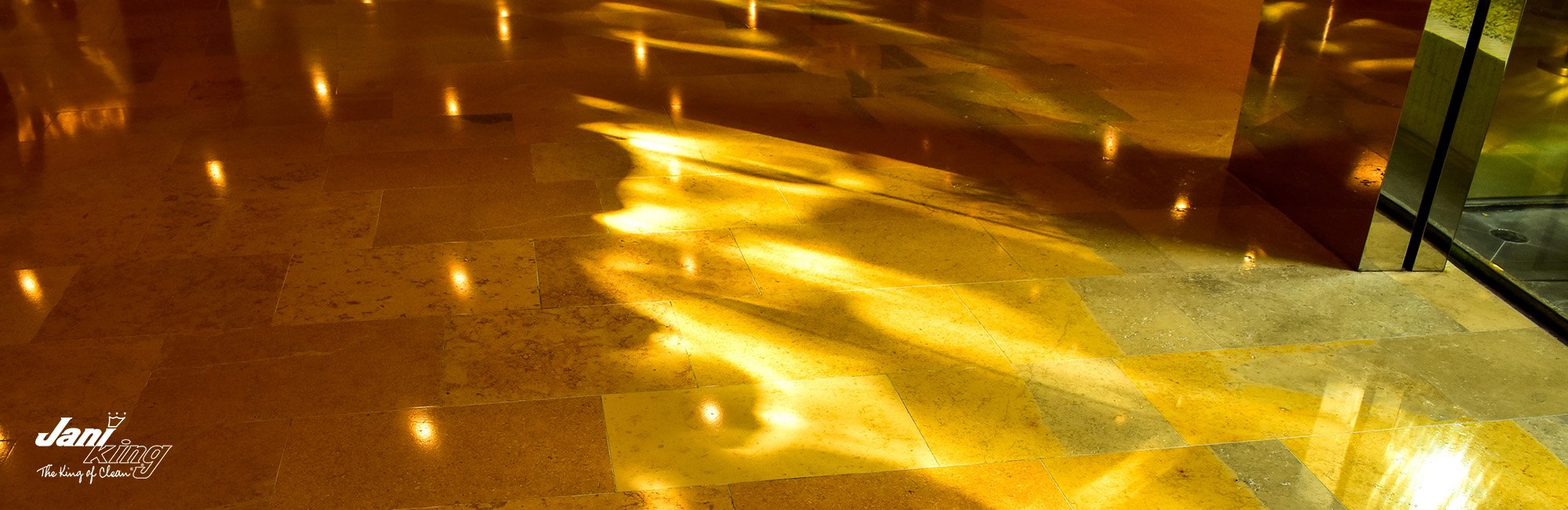 Clean and reflective floor in a business building.