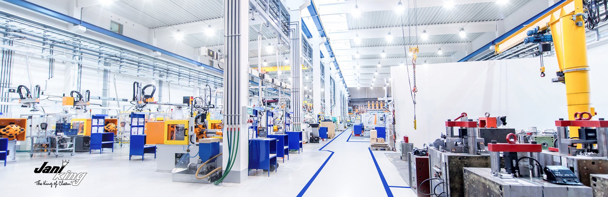 Warehouse with machinery that is so all so clean that it looks new.