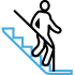 a blue stair with a white background
