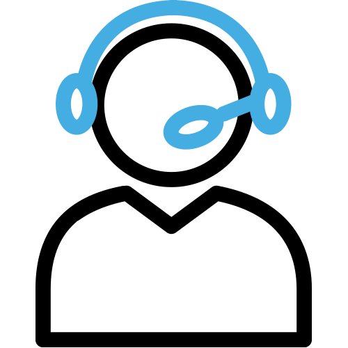 a blue headphone icon