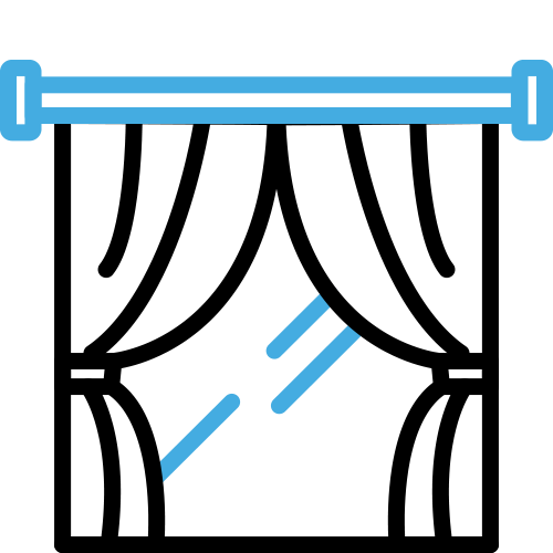 clean window with curtains icon